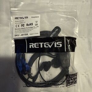 Retevis EEK004 2-Pin Ear hook Earpiece Collar Clip & PTT Buttonblack Security